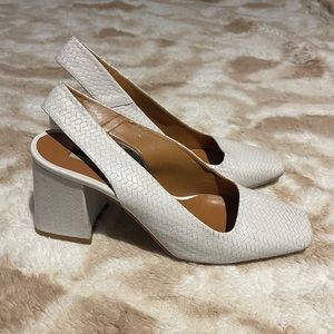 Topshop white block heels